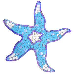 Handcut Blue Starfish Mosaic Mural