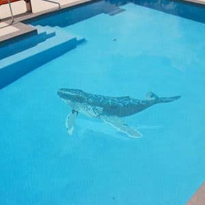 Humpback Whale Mosaic Mural Tiled Into Pool Bottom
