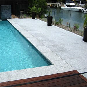 Light Grey Granite Pool Tiles In Place